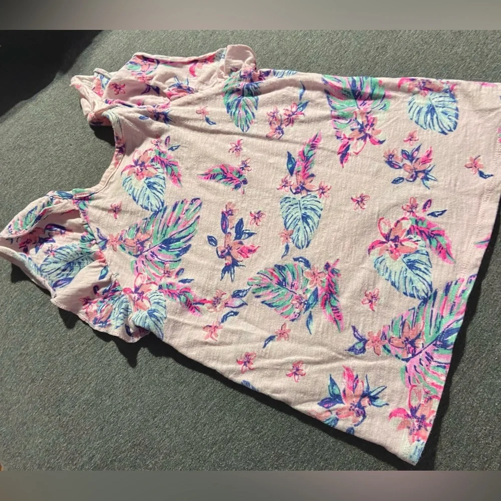 OshKosh B'Gosh Kids Girls Pink Floral Tee Short Sleeve Tank Top Size 6 Small